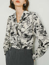 Botanical Print Bow Tie Blouse