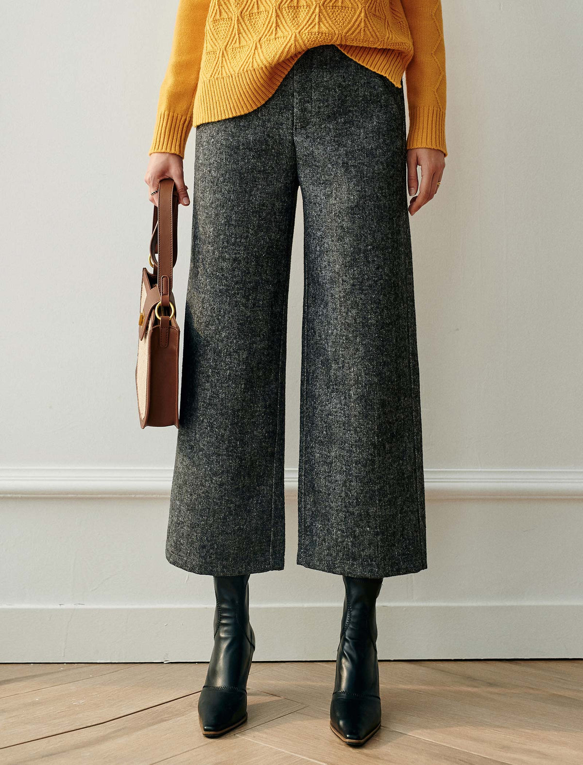 Wool Blend Relaxed Straight-Fit Straight-Leg Pants