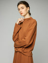 Wool Blend Twist-Front Mock-Neck Relaxed Top