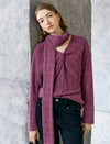 Detachable Scarf-Neck Fuzzy Knit Sweater