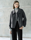 Asymmetric Button Wool-Blend Jacket