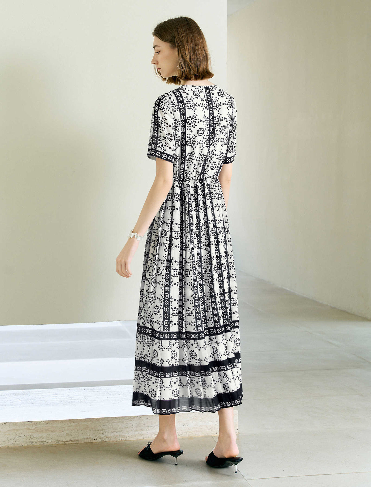 Retro Boho Printed Midi Dress