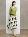Abstract Print Flared A-Line Midi Skirt