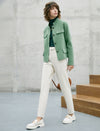 Wool Blend Button-Front Cropped Jacket