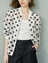 Tencel Linen Blend Polka Dot Sheer Bomber Jacket