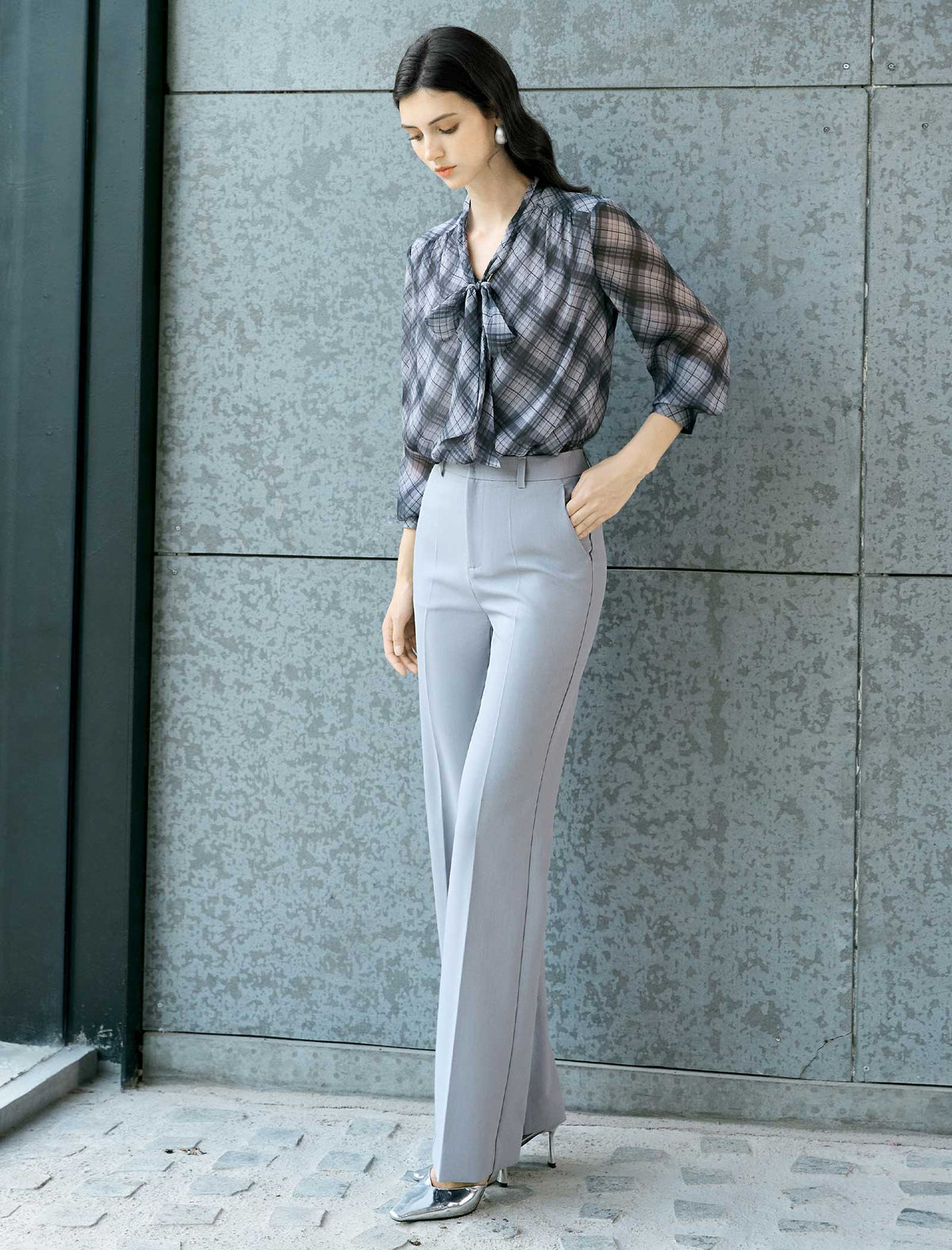 High-Rise Wide Flare Dress Pants