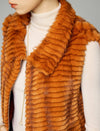 Striped Collared Sleeveless Cropped Vest