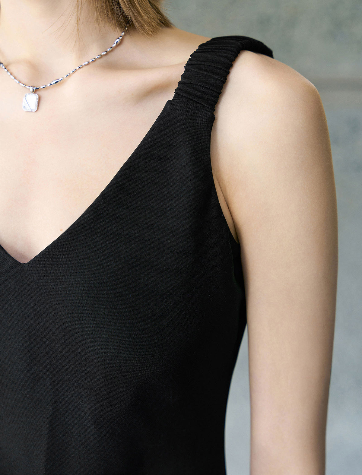 Solid Color V-Neck Slip Maxi Dress