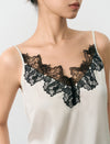 Ivory Satin Black Lace Trim Camisole