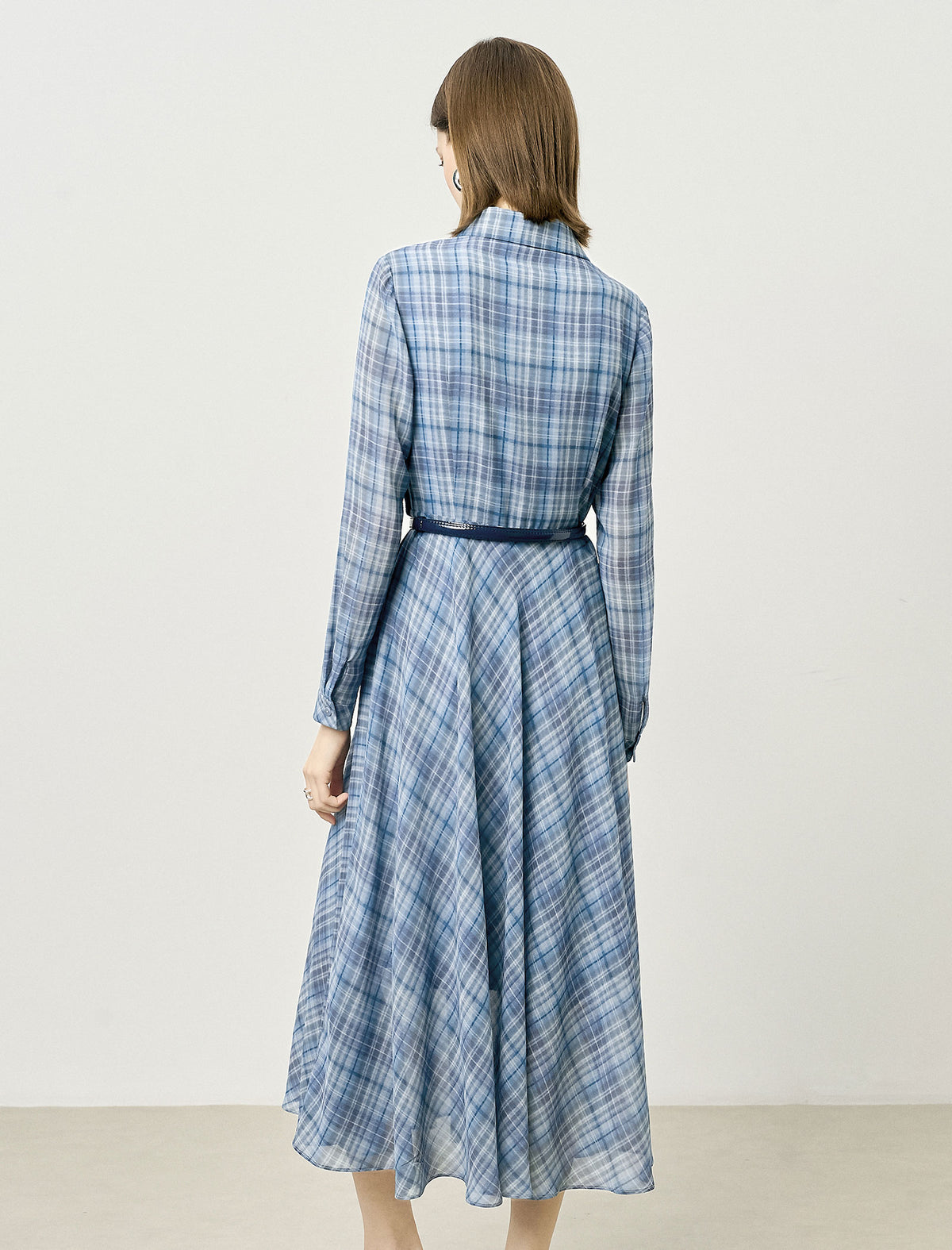 Plaid Belted Fit Flare Midi Dress