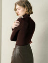 Speckled Turtleneck Wool-Blend Top