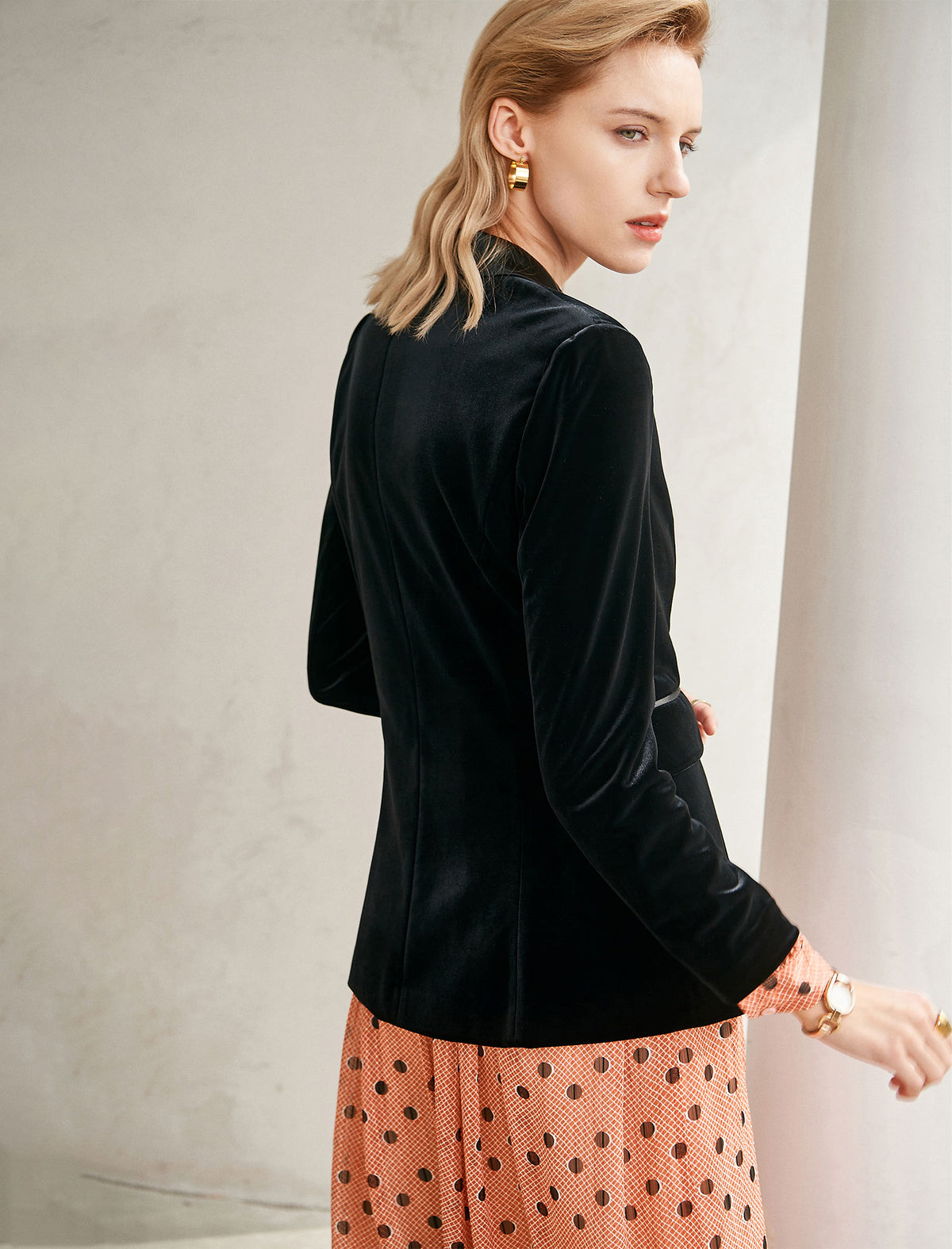 Classic Refined Velvet-Trim Blazer