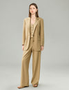 Linen Blend Wide-Leg Tailored Pants