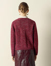 Burgundy Sequin-Embellished Cardigan