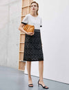 Color-Block Lace Panel Straight Short Sleeve Dress