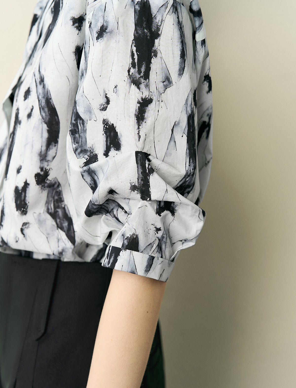 Cotton Watercolor Abstract Print Shirt