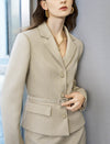 Champagne Textured Belted Blazer