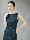 Textured Sleeveless Sheath Midi Dress