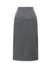 Gray High-Waist Straight Midi Skirt