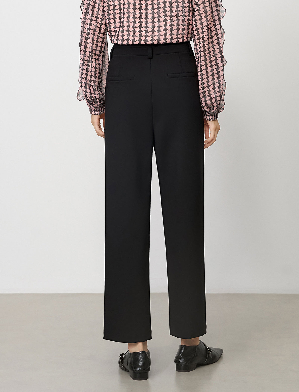 High-Rise Ankle Straight-Leg Stretch Dress Pants
