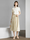 Solid Color Pleated Midi Skirt