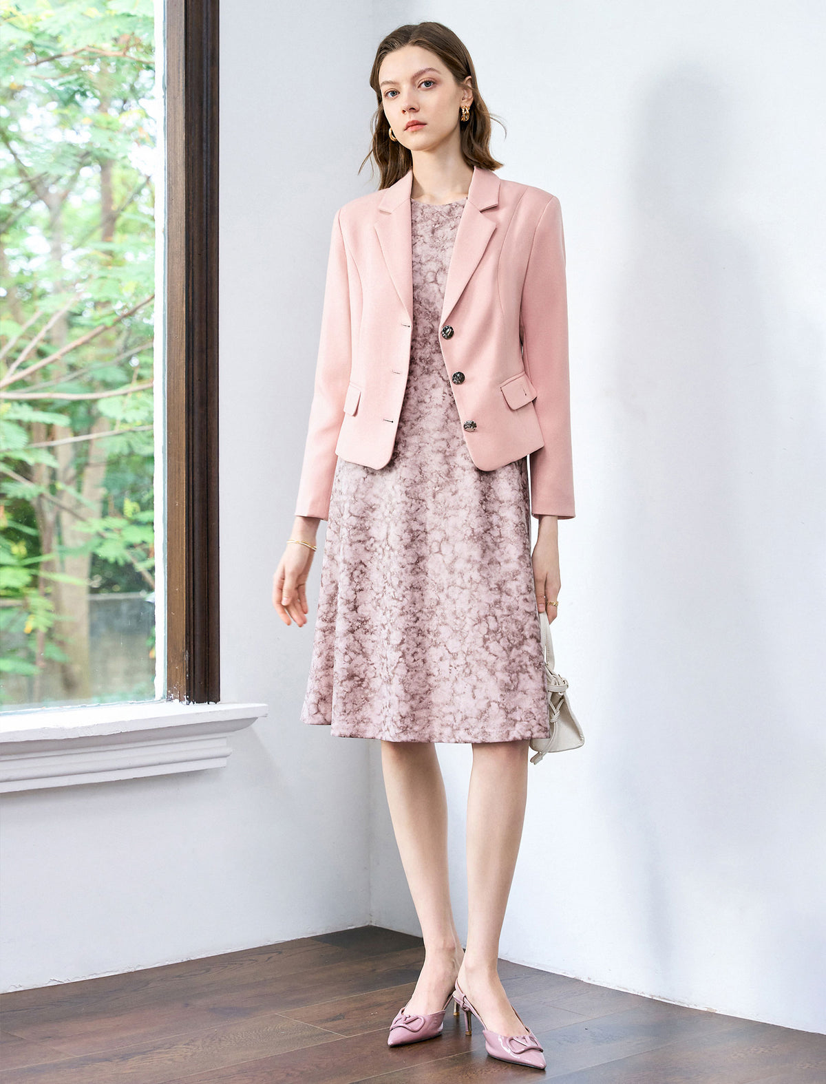 Three-Button Cropped Blazer