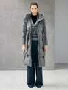 Belted Quilted Zip-Front Long Puffer Coat