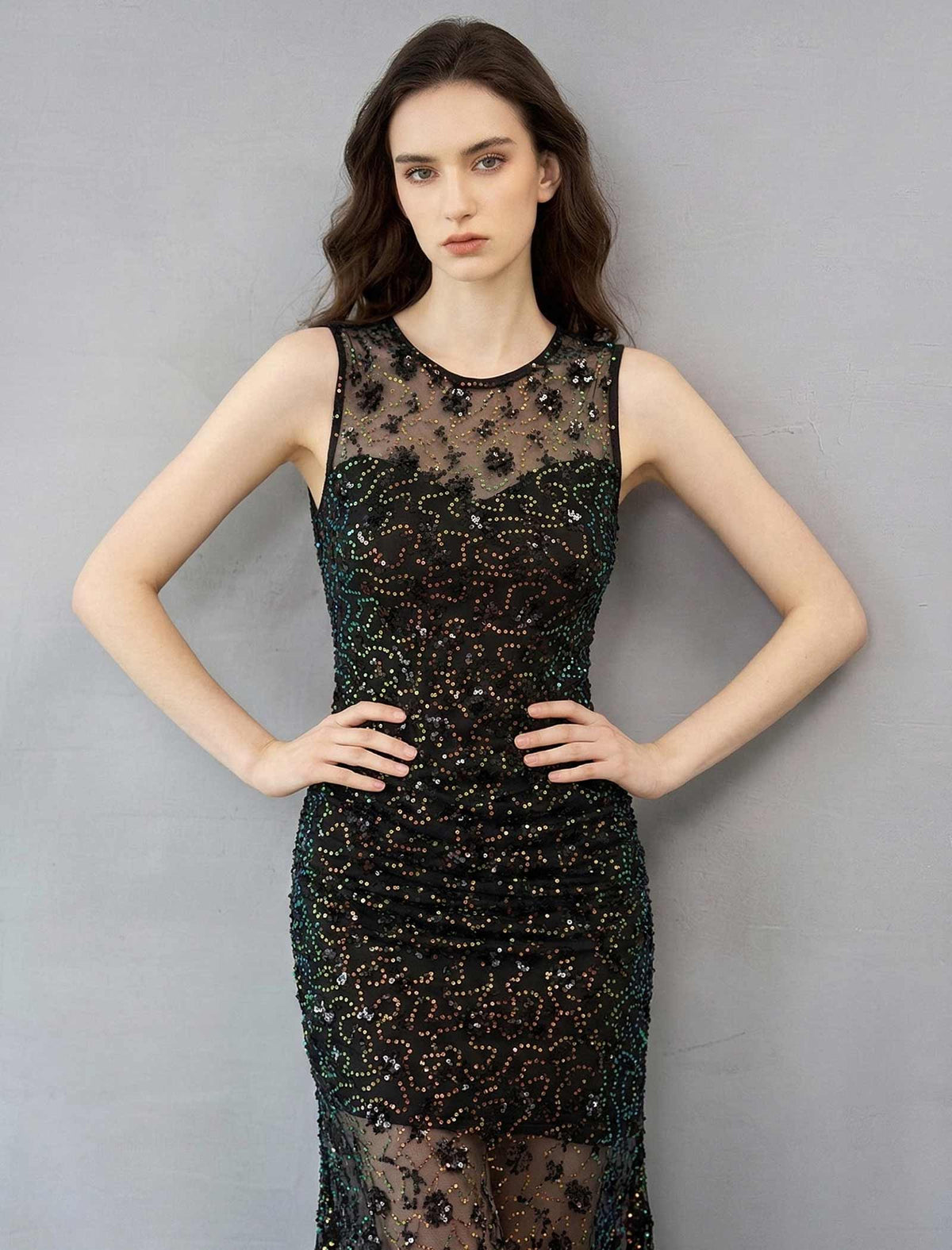 Embellished Sequin Luxury Maxi Dress