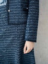 Round Neck Pearl Button Tweed Cropped Jacket