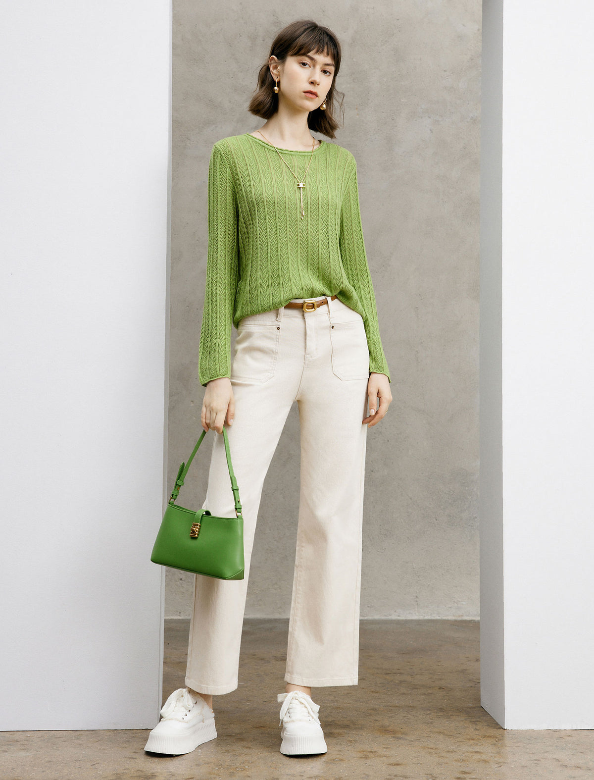High‑Waist Wide‑Leg Cotton Jeans