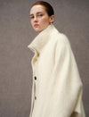 Wool-Cashmere Silk Blend Stand Collar Fuzzy Long Coat