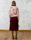 Wool Floral Jacquard Long Sleeve Knit Cardigan