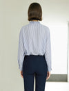 Blue Striped Tencel Minimalist Long-Sleeve Shirt