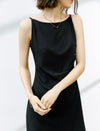 Black Boat Neck Sleeveless Midi Dress
