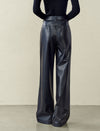 High-Waisted Faux Leather Wide-Leg Pants