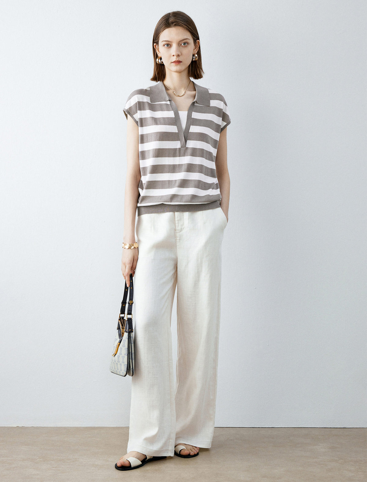 Tencel Blend High Waist Wide Leg Pants