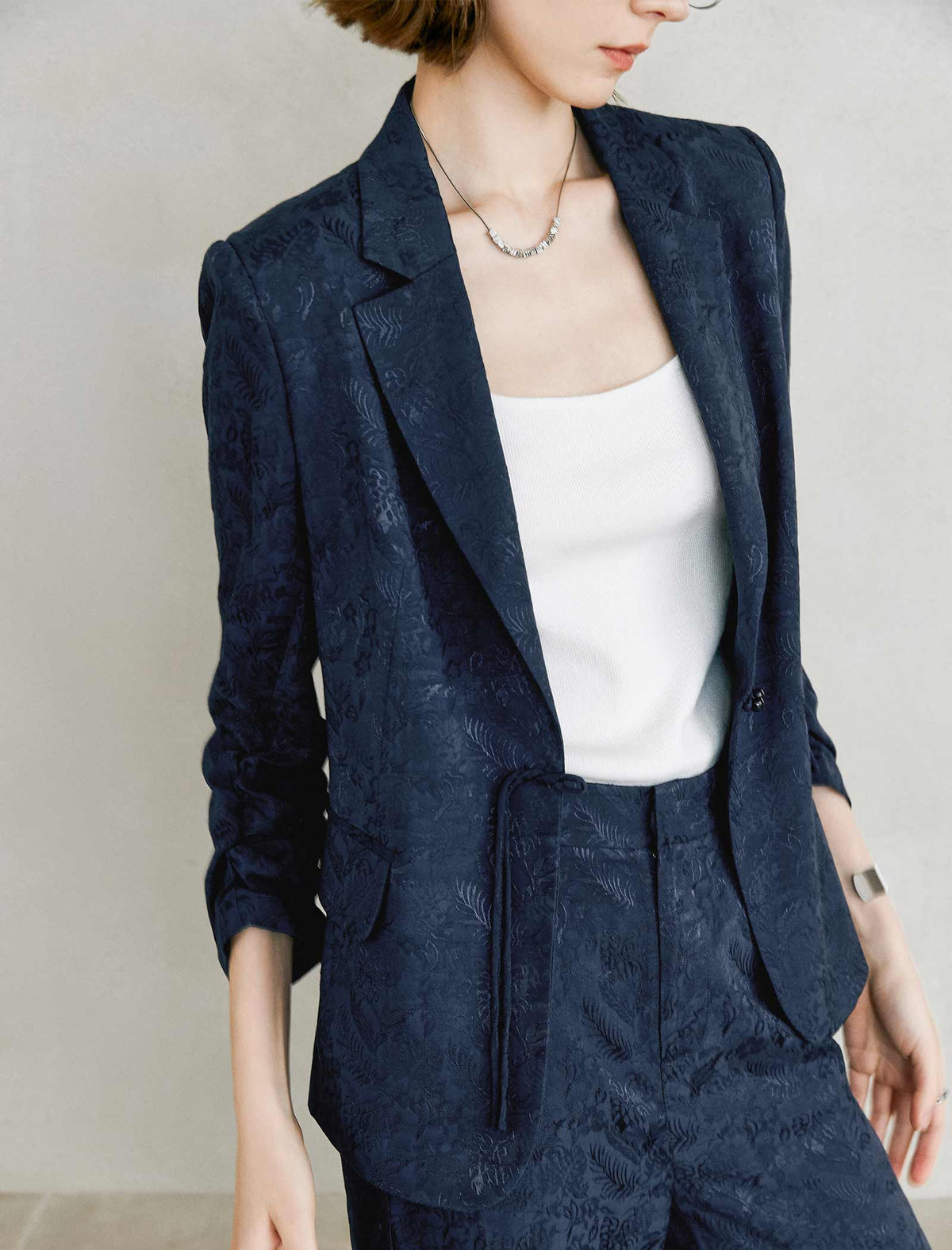 Navy Blue Textured Blazer