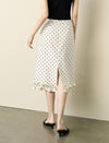 Polka Dot Ruffle Hem Midi Skirt