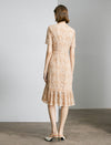 Floral Lace Ruffled Hem Midi Dress