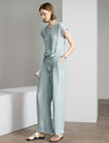 Crinkle Satin‑Feel Wide‑Leg Air Pants