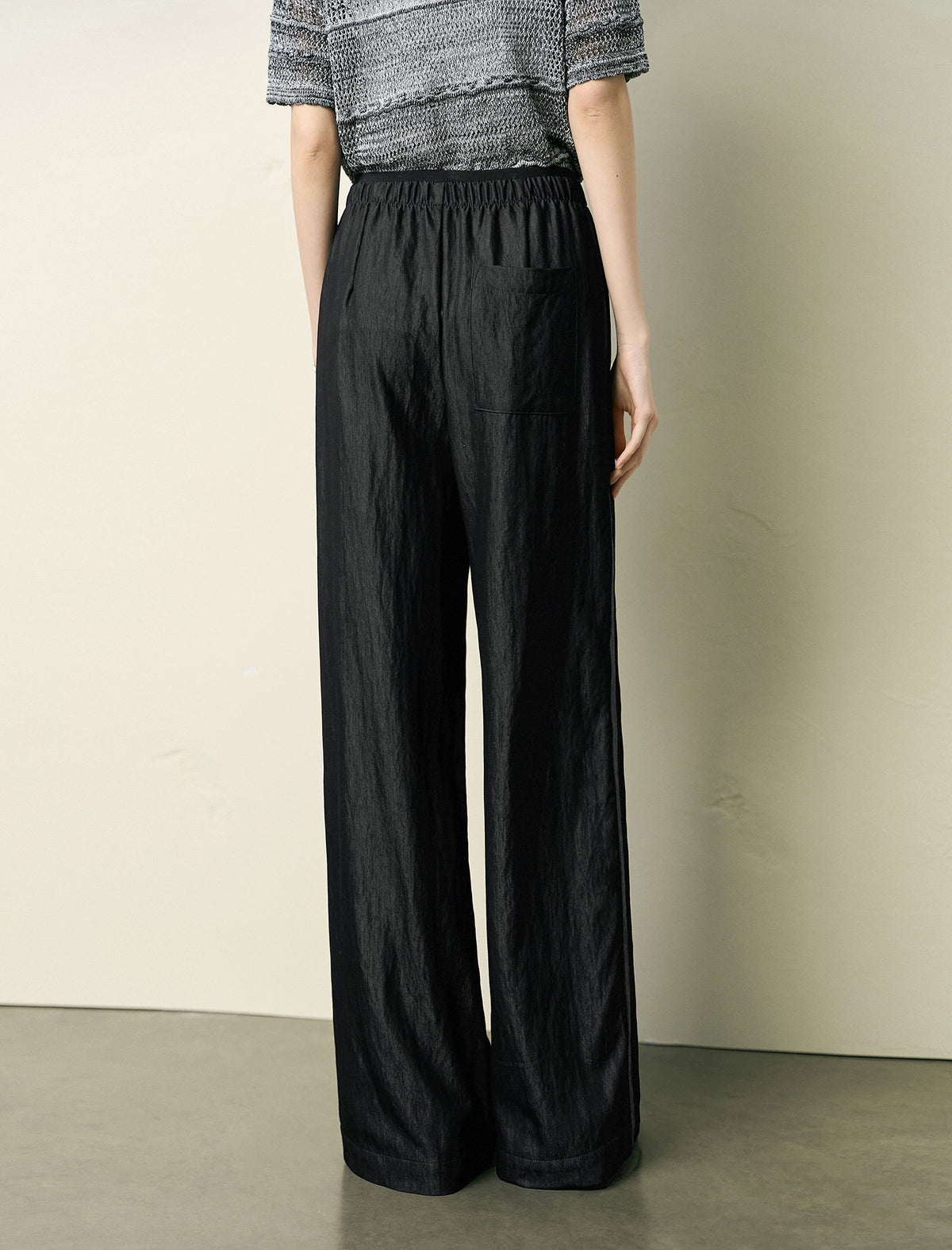 Side Stripes Wide-Leg Textured Pants