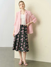 Vintage Rose Print Flare Midi Skirt