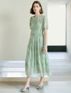 Floral Embroidered Puff Sleeve Midi Dress
