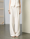 High Waist Pleated Wide Leg White Dress Pants