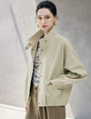 Loose Stand-Collar Button-Front Jacket