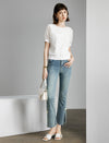 Butterfly Lace Round Neck Short Sleeve Top