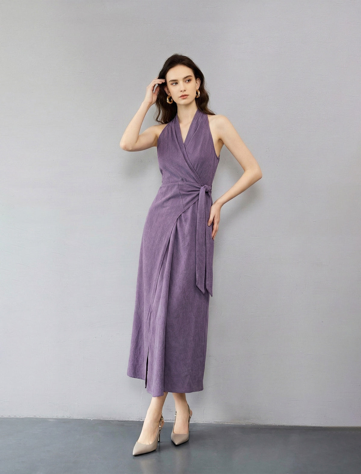 Flattering V-Neck Draped Maxi Dress