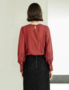 Red Tencel Long-Sleeve Shirt
