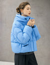 Hooded Drawstring Snap-Front Pocket Cropped Puffer Jacket