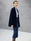 Wool Blend Shawl-Collar Open-Front Pocket Cardigan